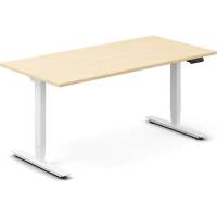 Office hæve-sænkebord 160x80cm i birk med hvidt stel