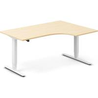 Office h&aelig;ve-s&aelig;nkebord 160x120cm i birk med hvidt stel h&oslash;jrevendt