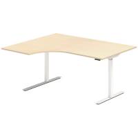 Office hæve-sænkebord 160x120cm i birk med hvidt stel venstrevendt