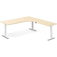 Office h&aelig;ve-s&aelig;nkebord 200x220cm i birk med hvidt stel h&oslash;jrevendt