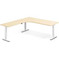 Office h&aelig;ve-s&aelig;nkebord 200x220cm i birk med hvidt stel venstrevendt