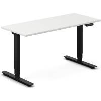 Office h&aelig;ve-s&aelig;nkebord 140x60cm hvid med sort stel