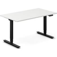 Office hæve-sænkebord 140x80cm hvid med sort stel