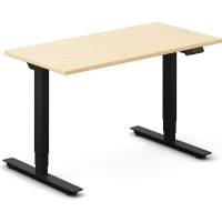 Office hæve-sænkebord 120x60cm i birk med sort stel