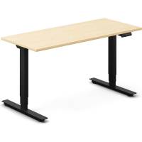 Office hæve-sænkebord 140x60cm i birk med sort stel