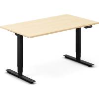 Office hæve-sænkebord 140x80cm i birk med sort stel
