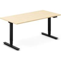Office hæve-sænkebord 160x80cm i birk med sort stel
