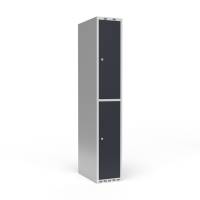 Garderobeskab 1x300mm med lige tag, 2 antracit døre med cylinderlås
