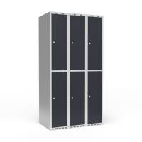 Garderobeskab 3x300mm med lige tag, 2 rum i h&oslash;jden med antracit d&oslash;re og cylinderl&aring;se