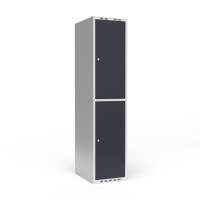 Garderobeskab 1x400mm med lige tag, 2 antracit døre med cylinderlås