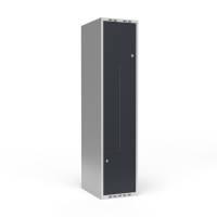 Garderobeskab 1x400mm med lige tag, 2 delt Z-døre i antracit med cylinderlåse