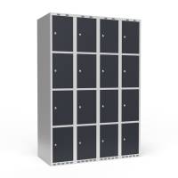 Garderobeskab 4-delt med cylinderlås 4x300mm antracit dør