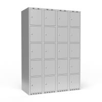 Garderobeskab lige tag 5-delt med cylinderl&aring;s 4x300mm lys gr&aring; d&oslash;r