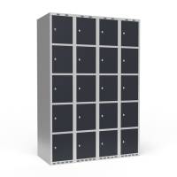 Garderobeskab lige tag 5-delt med cylinderlås 4x300mm antracit dør