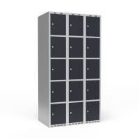 Garderobeskab lige tag 5-delt med cylinderlås 3x300mm antracit dør