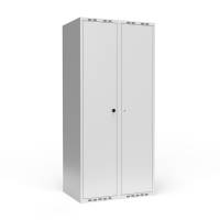 Garderobeskab 2x400mm, lige tag, døre i lys grå med cylinderlås