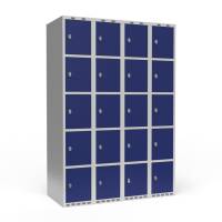 Garderobeskab lige tag 5-delt til hængelås 4x300mm blå dør