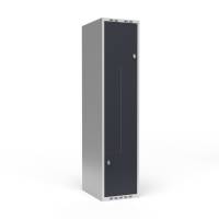 Garderobeskab 1x400mm med lige tag,  2 delt Z-døre i antracit med greb for hængelåse
