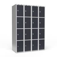 Garderobeskab til hængelås og lige tag 4x300mm antracitgrå dør