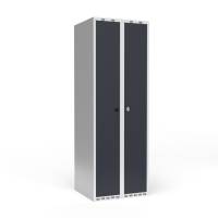 Garderobeskab 2x300mm, lige tag, d&oslash;re i antracit, greb til h&aelig;ngel&aring;s