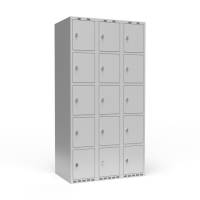 Garderobeskab lige tag 5-delt til hængelås 3x300mm lys grå dør