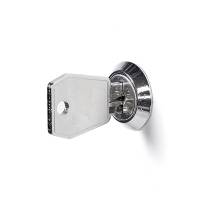 Garderobeskab 3x300mm med skråt tag, 4 rum i højden med blå døre og cylinderlåse