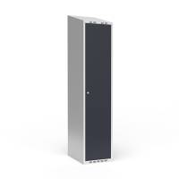 Garderobeskab med skråt tag og cylinderlås 1x400mm antracit dør