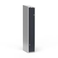 Garderobeskab 1x300mm med skråt tag, 2 delt Z-døre i antracit med cylinderlåse