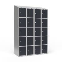 Garderobeskab skråt tag 5-delt med cylinderlås 4x300mm antracit dør