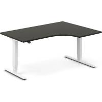 Office hæve-sænkebord 160x120cm i antracit med hvidt stel højrevendt