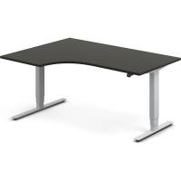 Office hæve-sænkebord 160x120cm i antracit med alugråt stel venstrevendt