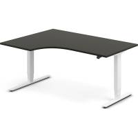 Office hæve-sænkebord 160x120cm i antracit med hvidt stel venstrevendt
