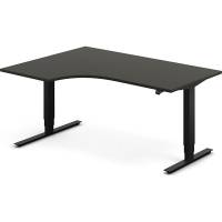 Office hæve-sænkebord 160x120cm i antracit med sort stel venstrevendt