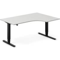 Office hæve-sænkebord 160x120cm i lys grå med sort stel højrevendt