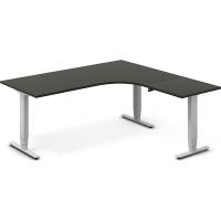 Office hæve-sænkebord 180x180cm i antracit med alugråt stel højrevendt