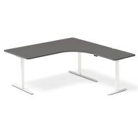 Office hæve-sænkebord 180x180cm i antracit med hvidt stel højrevendt