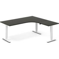 Office hæve-sænkebord 180x180cm i antracit med hvidt stel højrevendt