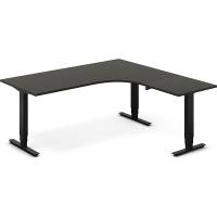 Office hæve-sænkebord 180x180cm i antracit med sort stel højrevendt