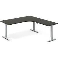 Office hæve-sænkebord 180x200cm i antracit med alugråt stel højrevendt
