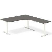 Office hæve-sænkebord 180x200cm i antracit med hvidt stel højrevendt