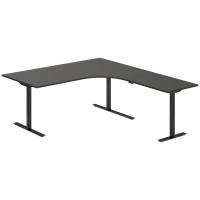 Office hæve-sænkebord 180x200cm i antracit med sort stel højrevendt