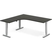 Office hæve-sænkebord 180x180cm i antracit med alugråt stel venstrevendt