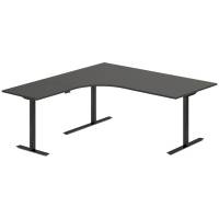 Office hæve-sænkebord 180x180cm i antracit med sort stel Venstrevendt