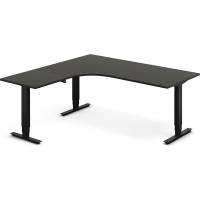 Office hæve-sænkebord 180x180cm i antracit med sort stel Venstrevendt