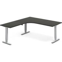 Office h&aelig;ve-s&aelig;nkebord 180x200cm i antracit med alugr&aring;t stel venstrevendt