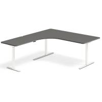 Office hæve-sænkebord 180x200cm i antracit med hvidt stel venstrevendt