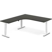 Office hæve-sænkebord 180x200cm i antracit med hvidt stel venstrevendt