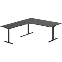 Office hæve-sænkebord 180x200cm i antracit med sort stel venstrevendt