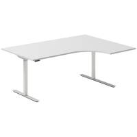Office hæve-sænkebord 180x120cm i lys grå med alugråt stel højrevendt