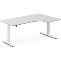 Office hæve-sænkebord 180x120cm i lys grå med hvidt stel højrevendt